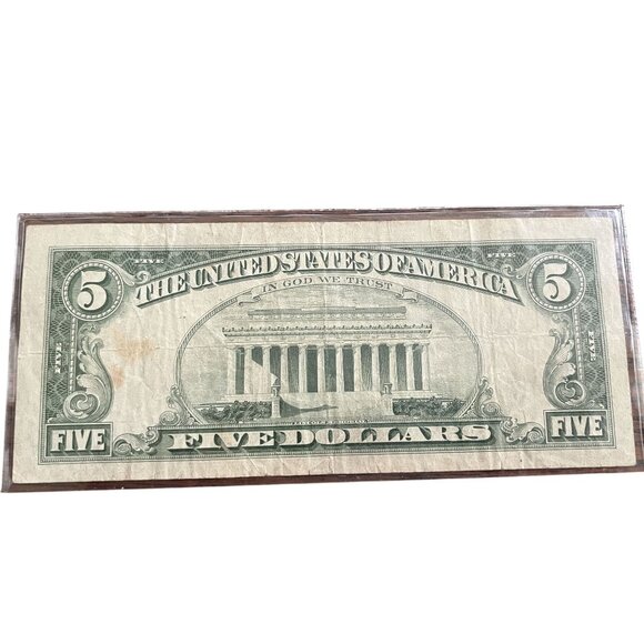 1963 Series $5 United States Note Red Seal Legal Tender Currency #A4874410A - Picture 6 of 6